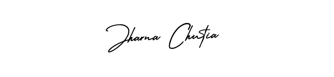 The best way (AmerikaSignatureDemo-Regular) to make a short signature is to pick only two or three words in your name. The name Jharna Chutia include a total of six letters. For converting this name. Jharna Chutia signature style 3 images and pictures png