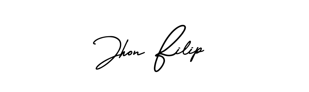 Jhon Filip stylish signature style. Best Handwritten Sign (AmerikaSignatureDemo-Regular) for my name. Handwritten Signature Collection Ideas for my name Jhon Filip. Jhon Filip signature style 3 images and pictures png