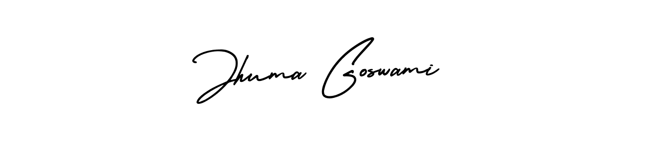 AmerikaSignatureDemo-Regular is a professional signature style that is perfect for those who want to add a touch of class to their signature. It is also a great choice for those who want to make their signature more unique. Get Jhuma Goswami name to fancy signature for free. Jhuma Goswami signature style 3 images and pictures png