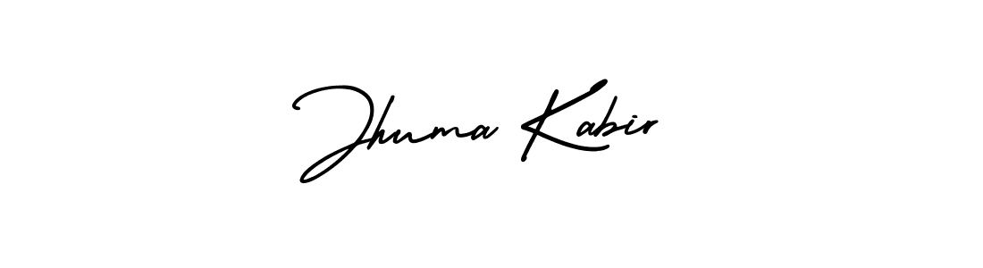 The best way (AmerikaSignatureDemo-Regular) to make a short signature is to pick only two or three words in your name. The name Jhuma Kabir include a total of six letters. For converting this name. Jhuma Kabir signature style 3 images and pictures png