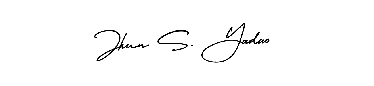 This is the best signature style for the Jhun S. Yadao name. Also you like these signature font (AmerikaSignatureDemo-Regular). Mix name signature. Jhun S. Yadao signature style 3 images and pictures png