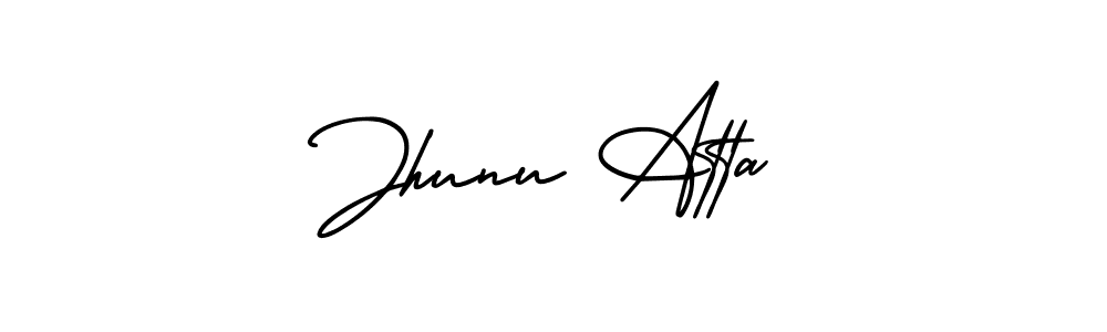 AmerikaSignatureDemo-Regular is a professional signature style that is perfect for those who want to add a touch of class to their signature. It is also a great choice for those who want to make their signature more unique. Get Jhunu Atta name to fancy signature for free. Jhunu Atta signature style 3 images and pictures png