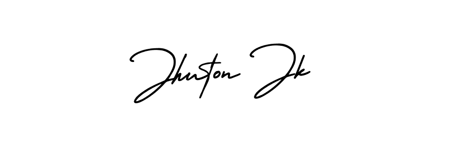 You should practise on your own different ways (AmerikaSignatureDemo-Regular) to write your name (Jhuton Jk) in signature. don't let someone else do it for you. Jhuton Jk signature style 3 images and pictures png