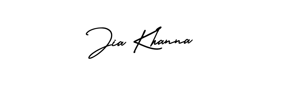 You should practise on your own different ways (AmerikaSignatureDemo-Regular) to write your name (Jia Khanna) in signature. don't let someone else do it for you. Jia Khanna signature style 3 images and pictures png