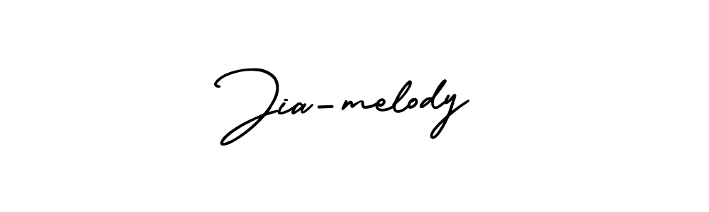 You should practise on your own different ways (AmerikaSignatureDemo-Regular) to write your name (Jia-melody) in signature. don't let someone else do it for you. Jia-melody signature style 3 images and pictures png