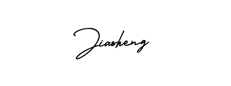 How to make Jiasheng name signature. Use AmerikaSignatureDemo-Regular style for creating short signs online. This is the latest handwritten sign. Jiasheng signature style 3 images and pictures png