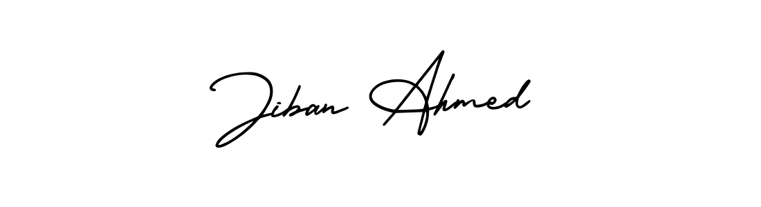 You should practise on your own different ways (AmerikaSignatureDemo-Regular) to write your name (Jiban Ahmed) in signature. don't let someone else do it for you. Jiban Ahmed signature style 3 images and pictures png