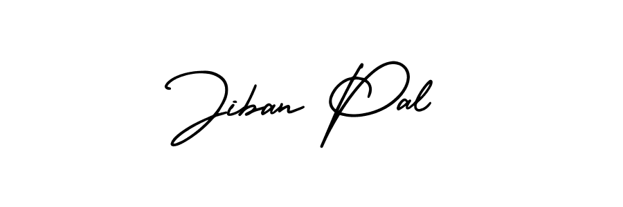 How to make Jiban Pal name signature. Use AmerikaSignatureDemo-Regular style for creating short signs online. This is the latest handwritten sign. Jiban Pal signature style 3 images and pictures png