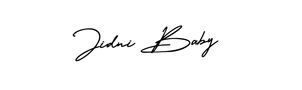 The best way (AmerikaSignatureDemo-Regular) to make a short signature is to pick only two or three words in your name. The name Jidni Baby include a total of six letters. For converting this name. Jidni Baby signature style 3 images and pictures png