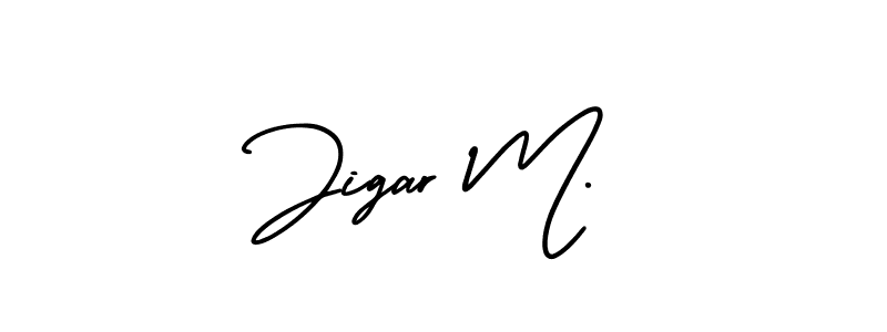 Create a beautiful signature design for name Jigar M.. With this signature (AmerikaSignatureDemo-Regular) fonts, you can make a handwritten signature for free. Jigar M. signature style 3 images and pictures png