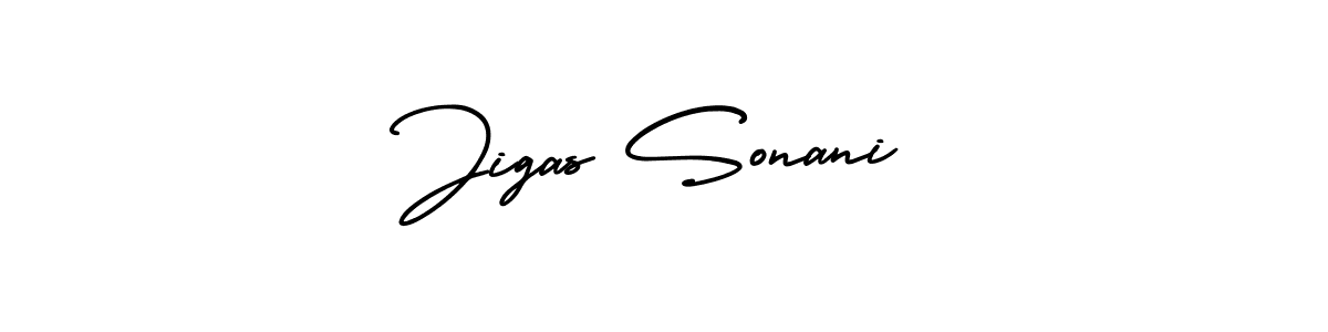 How to make Jigas Sonani name signature. Use AmerikaSignatureDemo-Regular style for creating short signs online. This is the latest handwritten sign. Jigas Sonani signature style 3 images and pictures png