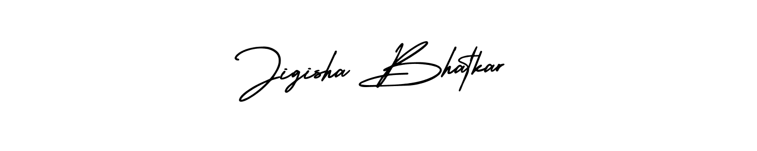 AmerikaSignatureDemo-Regular is a professional signature style that is perfect for those who want to add a touch of class to their signature. It is also a great choice for those who want to make their signature more unique. Get Jigisha Bhatkar name to fancy signature for free. Jigisha Bhatkar signature style 3 images and pictures png