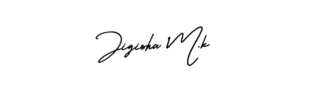 Create a beautiful signature design for name Jigisha M.k. With this signature (AmerikaSignatureDemo-Regular) fonts, you can make a handwritten signature for free. Jigisha M.k signature style 3 images and pictures png