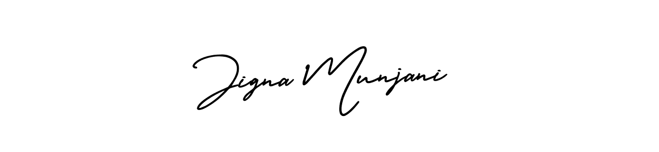The best way (AmerikaSignatureDemo-Regular) to make a short signature is to pick only two or three words in your name. The name Jigna Munjani include a total of six letters. For converting this name. Jigna Munjani signature style 3 images and pictures png