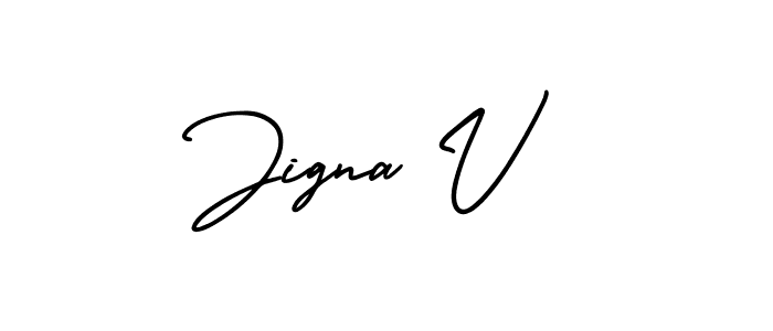 It looks lik you need a new signature style for name Jigna V. Design unique handwritten (AmerikaSignatureDemo-Regular) signature with our free signature maker in just a few clicks. Jigna V signature style 3 images and pictures png