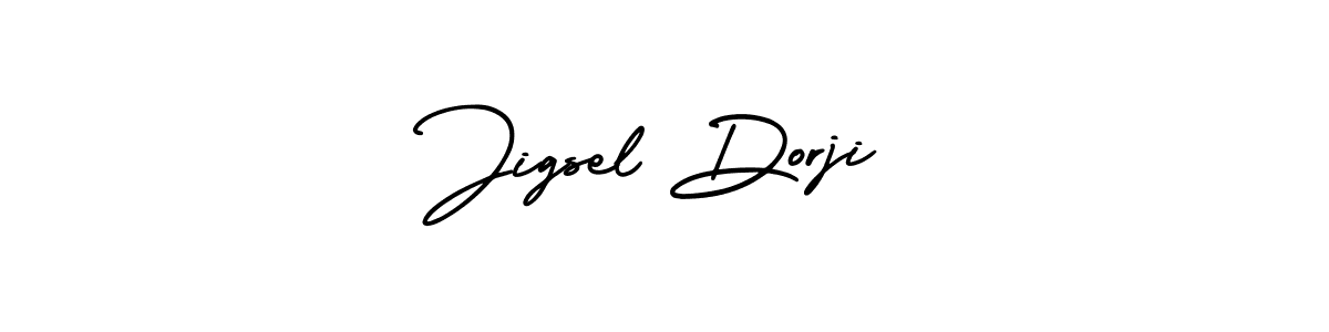 The best way (AmerikaSignatureDemo-Regular) to make a short signature is to pick only two or three words in your name. The name Jigsel Dorji include a total of six letters. For converting this name. Jigsel Dorji signature style 3 images and pictures png