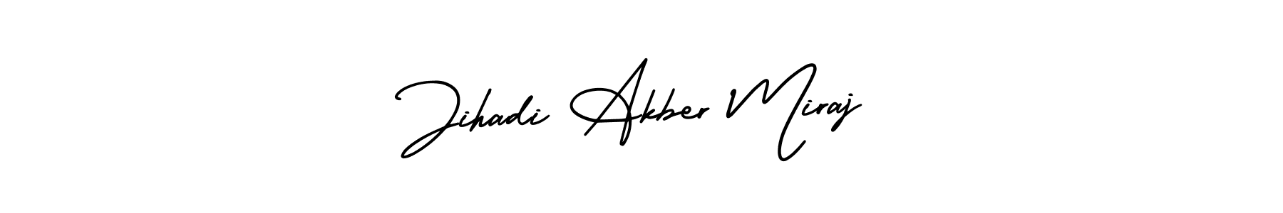 You should practise on your own different ways (AmerikaSignatureDemo-Regular) to write your name (Jihadi Akber Miraj) in signature. don't let someone else do it for you. Jihadi Akber Miraj signature style 3 images and pictures png