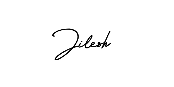 The best way (AmerikaSignatureDemo-Regular) to make a short signature is to pick only two or three words in your name. The name Jilesh include a total of six letters. For converting this name. Jilesh signature style 3 images and pictures png