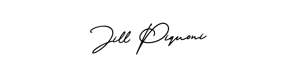 You should practise on your own different ways (AmerikaSignatureDemo-Regular) to write your name (Jill Piquoni) in signature. don't let someone else do it for you. Jill Piquoni signature style 3 images and pictures png