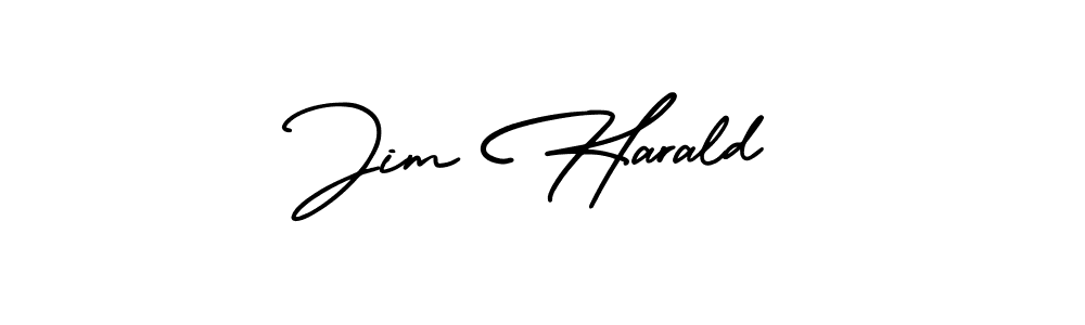 How to make Jim Harald name signature. Use AmerikaSignatureDemo-Regular style for creating short signs online. This is the latest handwritten sign. Jim Harald signature style 3 images and pictures png