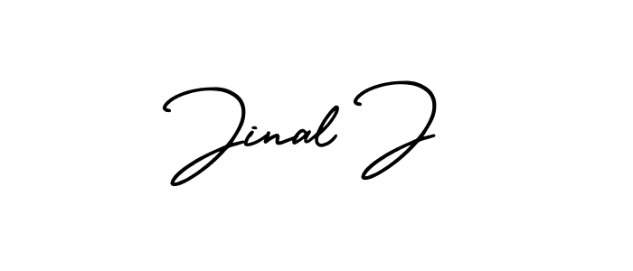 The best way (AmerikaSignatureDemo-Regular) to make a short signature is to pick only two or three words in your name. The name Jinal J include a total of six letters. For converting this name. Jinal J signature style 3 images and pictures png