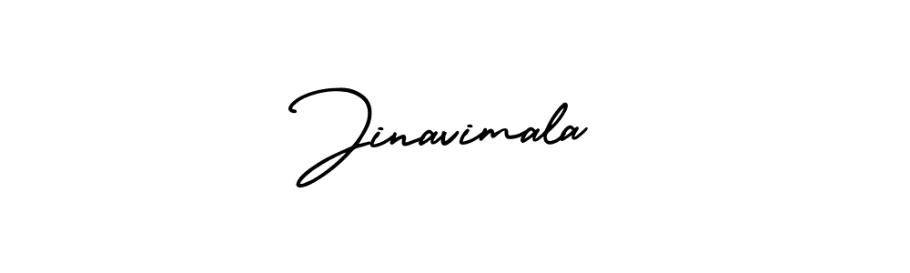 You should practise on your own different ways (AmerikaSignatureDemo-Regular) to write your name (Jinavimala) in signature. don't let someone else do it for you. Jinavimala signature style 3 images and pictures png