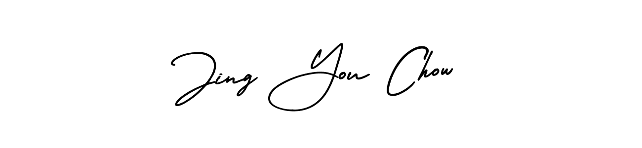 The best way (AmerikaSignatureDemo-Regular) to make a short signature is to pick only two or three words in your name. The name Jing You Chow include a total of six letters. For converting this name. Jing You Chow signature style 3 images and pictures png