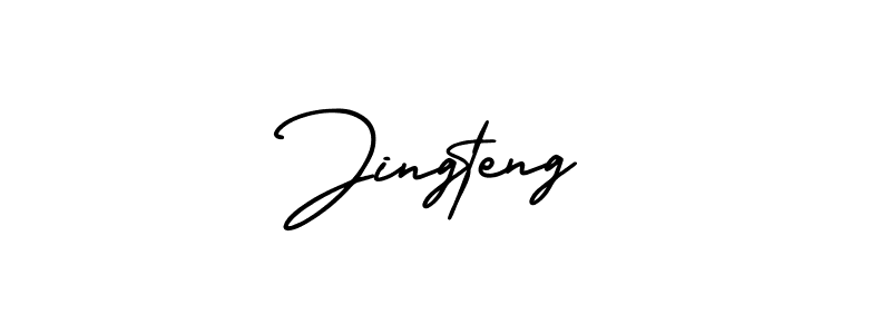 You should practise on your own different ways (AmerikaSignatureDemo-Regular) to write your name (Jingteng) in signature. don't let someone else do it for you. Jingteng signature style 3 images and pictures png