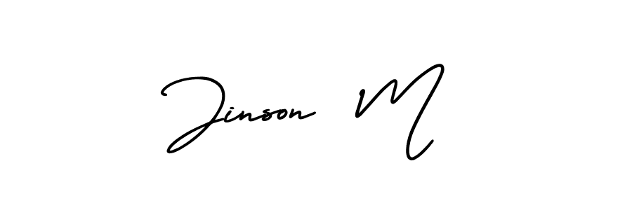 if you are searching for the best signature style for your name Jinson  M. so please give up your signature search. here we have designed multiple signature styles  using AmerikaSignatureDemo-Regular. Jinson  M signature style 3 images and pictures png