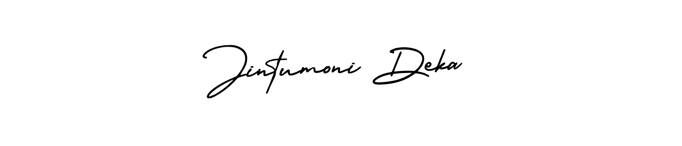 This is the best signature style for the Jintumoni Deka name. Also you like these signature font (AmerikaSignatureDemo-Regular). Mix name signature. Jintumoni Deka signature style 3 images and pictures png