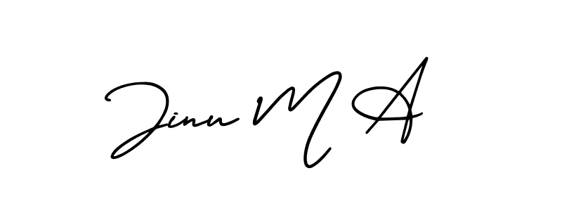 Design your own signature with our free online signature maker. With this signature software, you can create a handwritten (AmerikaSignatureDemo-Regular) signature for name Jinu M A. Jinu M A signature style 3 images and pictures png