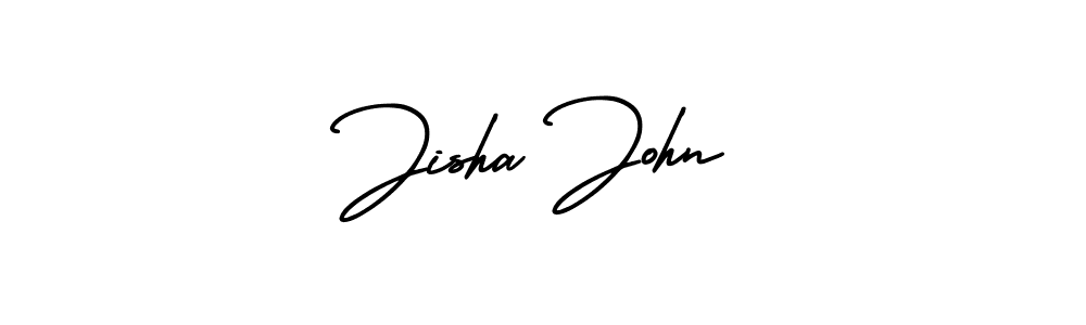 Jisha John stylish signature style. Best Handwritten Sign (AmerikaSignatureDemo-Regular) for my name. Handwritten Signature Collection Ideas for my name Jisha John. Jisha John signature style 3 images and pictures png