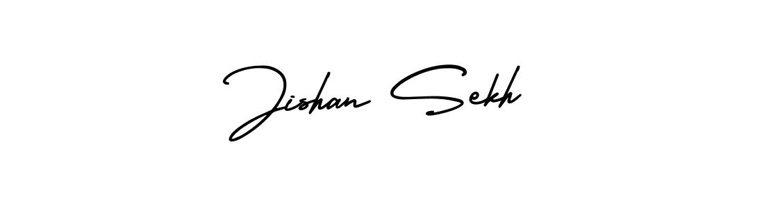 You should practise on your own different ways (AmerikaSignatureDemo-Regular) to write your name (Jishan Sekh) in signature. don't let someone else do it for you. Jishan Sekh signature style 3 images and pictures png