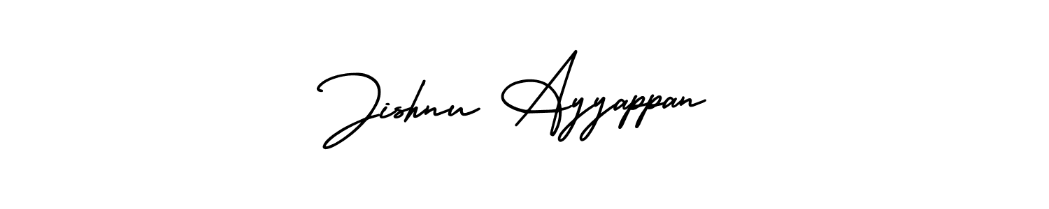 How to make Jishnu Ayyappan name signature. Use AmerikaSignatureDemo-Regular style for creating short signs online. This is the latest handwritten sign. Jishnu Ayyappan signature style 3 images and pictures png