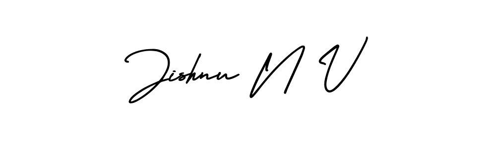 Design your own signature with our free online signature maker. With this signature software, you can create a handwritten (AmerikaSignatureDemo-Regular) signature for name Jishnu N V. Jishnu N V signature style 3 images and pictures png