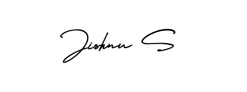 It looks lik you need a new signature style for name Jishnu S. Design unique handwritten (AmerikaSignatureDemo-Regular) signature with our free signature maker in just a few clicks. Jishnu S signature style 3 images and pictures png