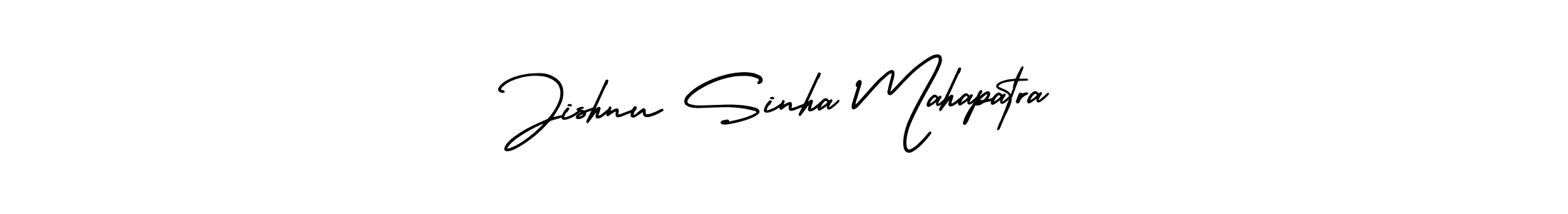 You should practise on your own different ways (AmerikaSignatureDemo-Regular) to write your name (Jishnu Sinha Mahapatra) in signature. don't let someone else do it for you. Jishnu Sinha Mahapatra signature style 3 images and pictures png