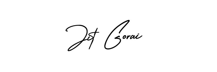 The best way (AmerikaSignatureDemo-Regular) to make a short signature is to pick only two or three words in your name. The name Jit Gorai include a total of six letters. For converting this name. Jit Gorai signature style 3 images and pictures png