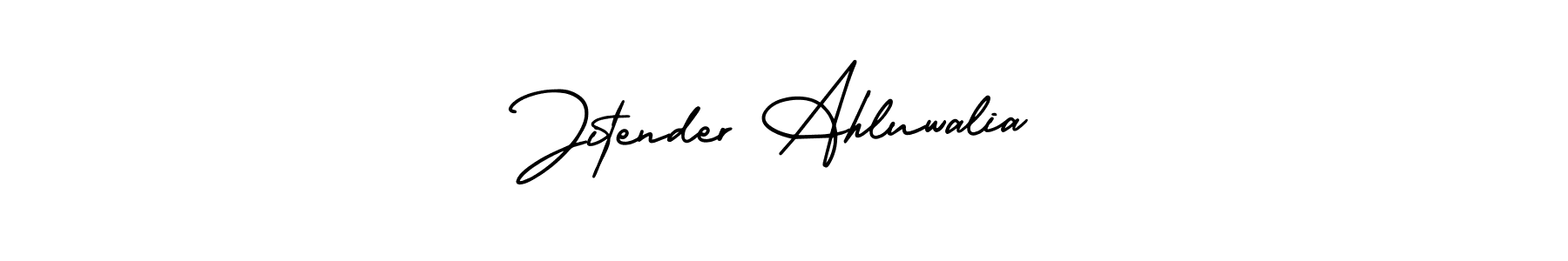 You should practise on your own different ways (AmerikaSignatureDemo-Regular) to write your name (Jitender Ahluwalia) in signature. don't let someone else do it for you. Jitender Ahluwalia signature style 3 images and pictures png