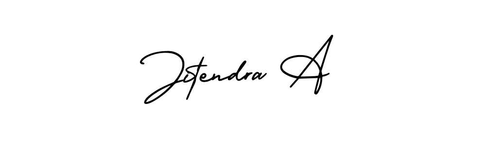 You should practise on your own different ways (AmerikaSignatureDemo-Regular) to write your name (Jitendra A) in signature. don't let someone else do it for you. Jitendra A signature style 3 images and pictures png