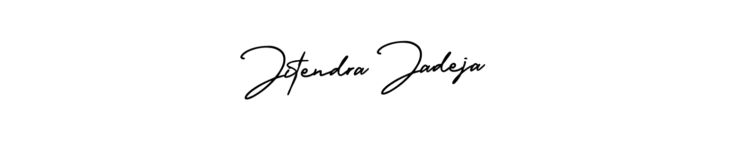 The best way (AmerikaSignatureDemo-Regular) to make a short signature is to pick only two or three words in your name. The name Jitendra Jadeja include a total of six letters. For converting this name. Jitendra Jadeja signature style 3 images and pictures png