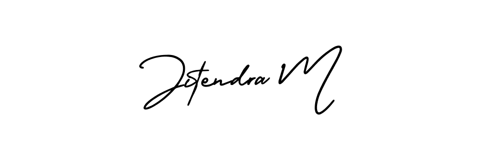 AmerikaSignatureDemo-Regular is a professional signature style that is perfect for those who want to add a touch of class to their signature. It is also a great choice for those who want to make their signature more unique. Get Jitendra M name to fancy signature for free. Jitendra M signature style 3 images and pictures png