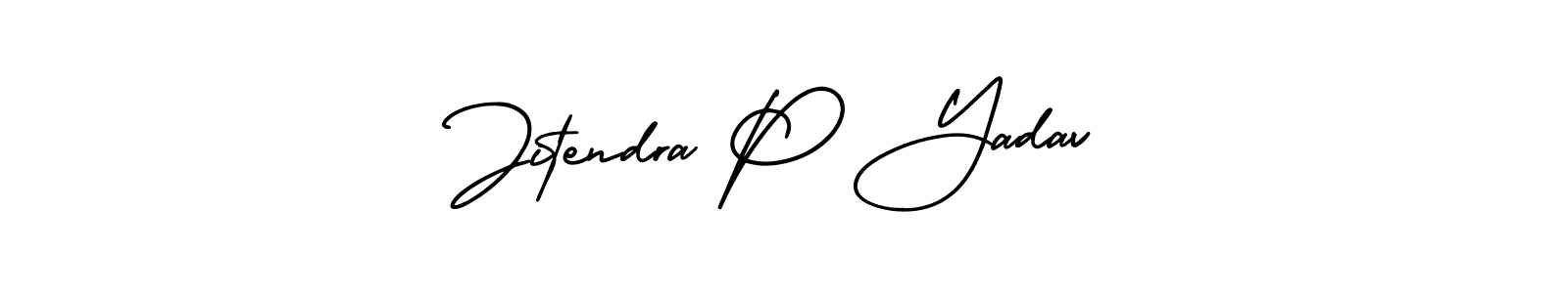 The best way (AmerikaSignatureDemo-Regular) to make a short signature is to pick only two or three words in your name. The name Jitendra P Yadav include a total of six letters. For converting this name. Jitendra P Yadav signature style 3 images and pictures png