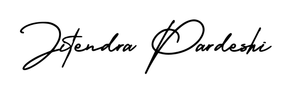 The AmerikaSignatureDemo-Regular typeface gives name Jitendra Pardeshi a refined look. Suitable for certificates, diplomas, and official verification. Jitendra Pardeshi signature style 3 images and pictures png