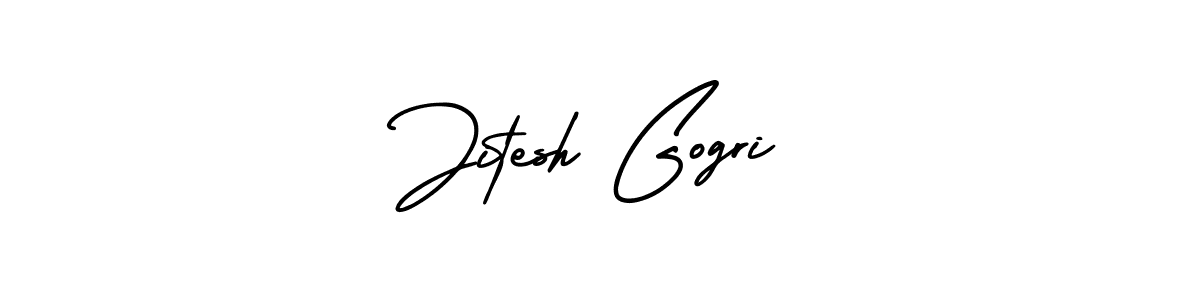 The best way (AmerikaSignatureDemo-Regular) to make a short signature is to pick only two or three words in your name. The name Jitesh Gogri include a total of six letters. For converting this name. Jitesh Gogri signature style 3 images and pictures png