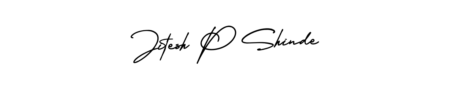 This is the best signature style for the Jitesh P Shinde name. Also you like these signature font (AmerikaSignatureDemo-Regular). Mix name signature. Jitesh P Shinde signature style 3 images and pictures png