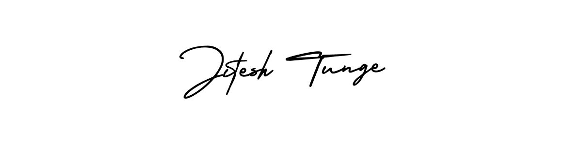 You should practise on your own different ways (AmerikaSignatureDemo-Regular) to write your name (Jitesh Tunge) in signature. don't let someone else do it for you. Jitesh Tunge signature style 3 images and pictures png