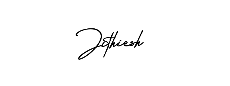 How to make Jithiesh name signature. Use AmerikaSignatureDemo-Regular style for creating short signs online. This is the latest handwritten sign. Jithiesh signature style 3 images and pictures png