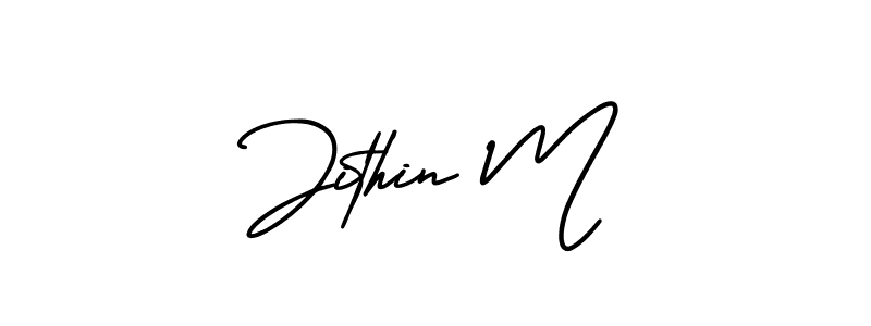 Jithin M stylish signature style. Best Handwritten Sign (AmerikaSignatureDemo-Regular) for my name. Handwritten Signature Collection Ideas for my name Jithin M. Jithin M signature style 3 images and pictures png