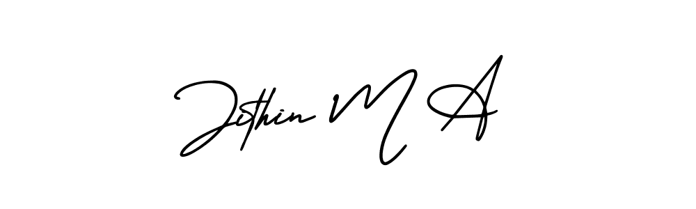 Also we have Jithin M A name is the best signature style. Create professional handwritten signature collection using AmerikaSignatureDemo-Regular autograph style. Jithin M A signature style 3 images and pictures png